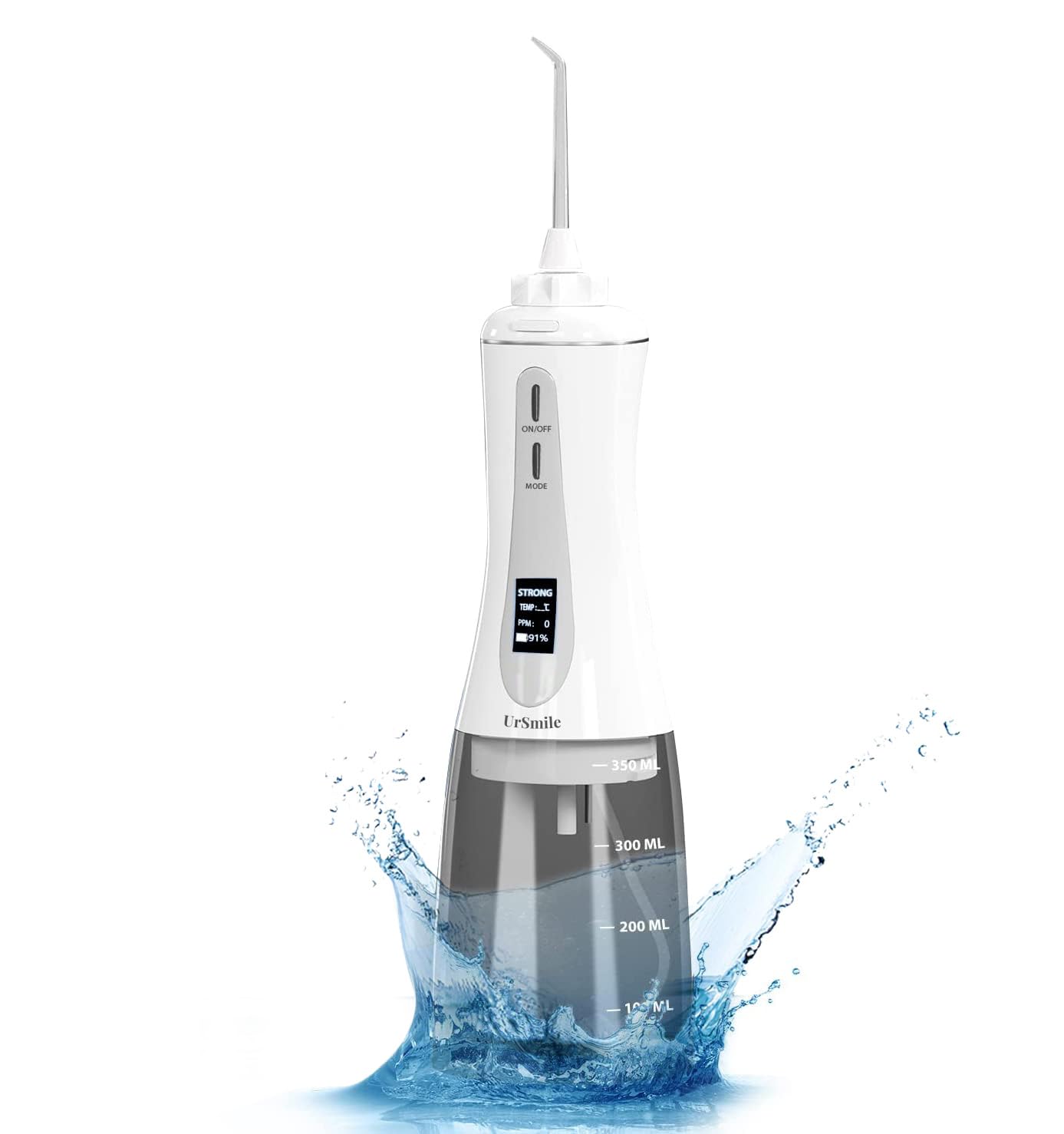 Water Dental Flosser Cordless Oral irrigator for Teeth,ursmile 350ml Rechargeable IPX7 Waterproof Electric Plaque Remover for Adults