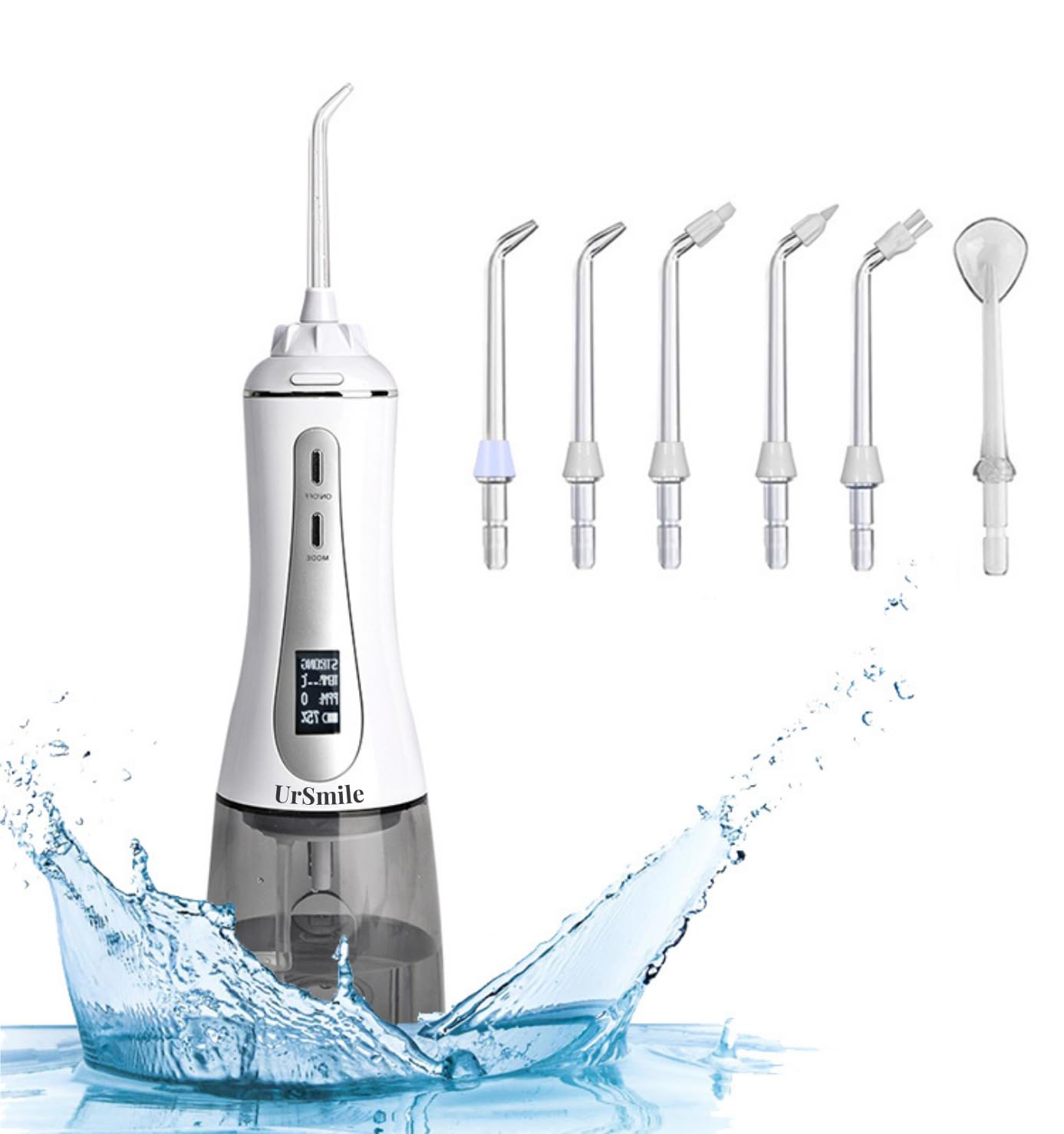 Water Dental Flosser Cordless Oral irrigator for Teeth,ursmile 350ml Rechargeable IPX7 Waterproof Electric Plaque Remover for Adults